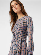 Penny Black Laerte Chain Link Print Midi Dress With Tie Belt Wiast