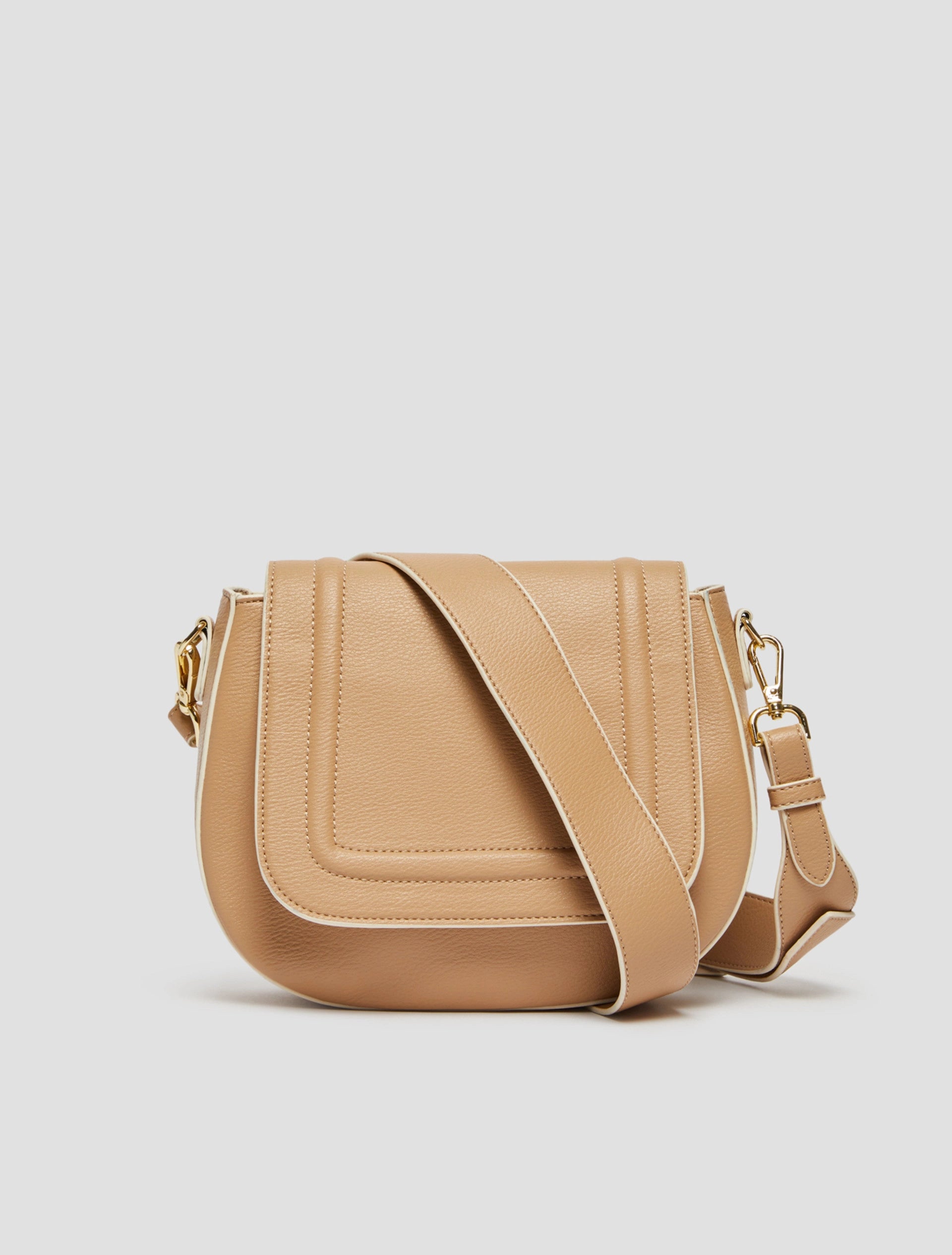 Penny Black Marzo Vegan Leather Crossbody Saddle Bag in Beige 