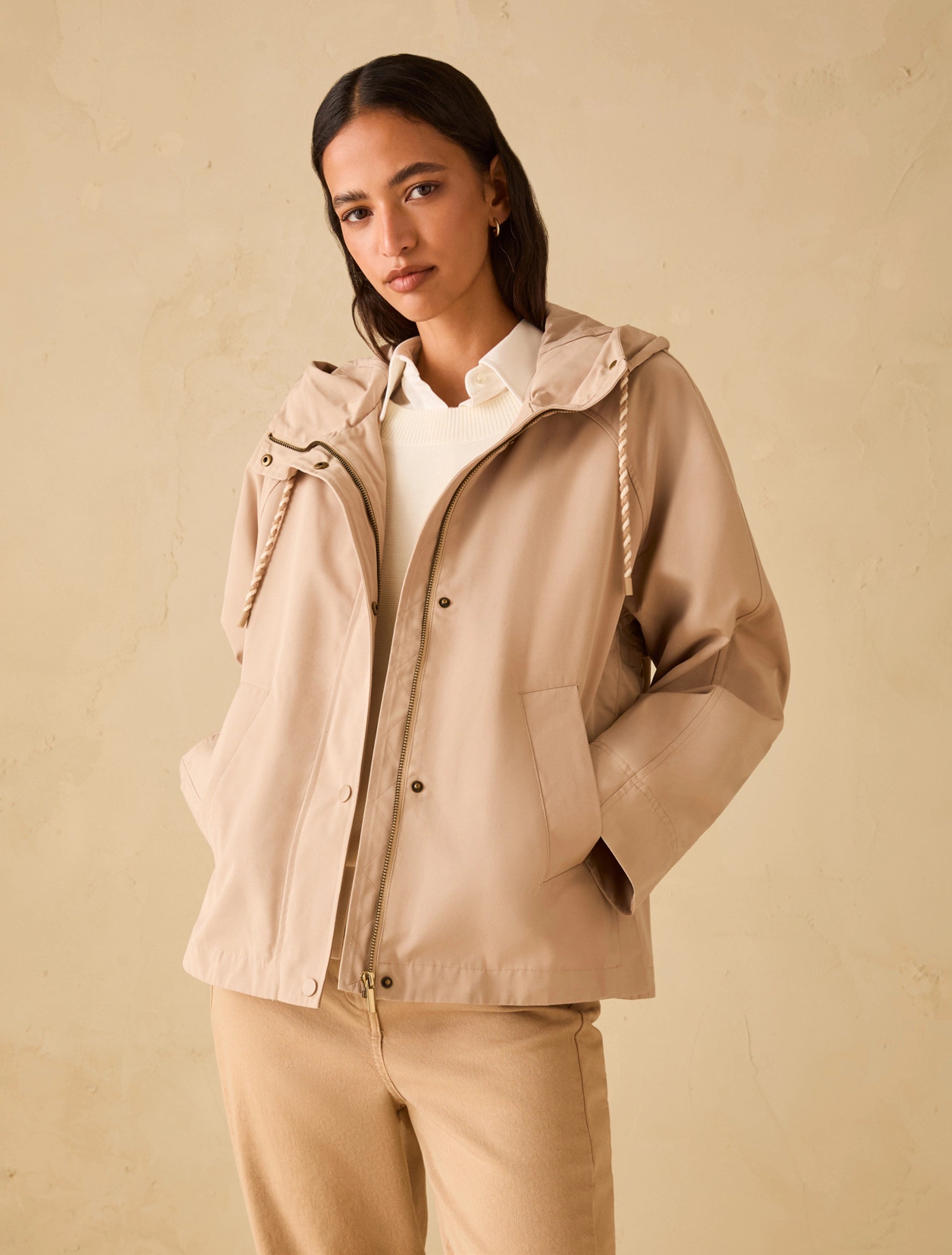 Penny Black Pbalpino beige water-repellent hooded jacket front view