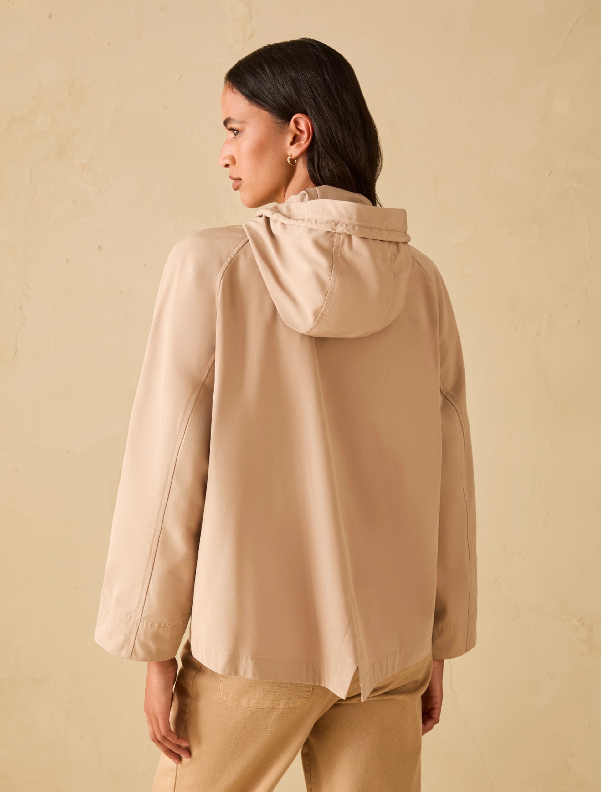 Penny Black beige water resistent hooded jacket back view
