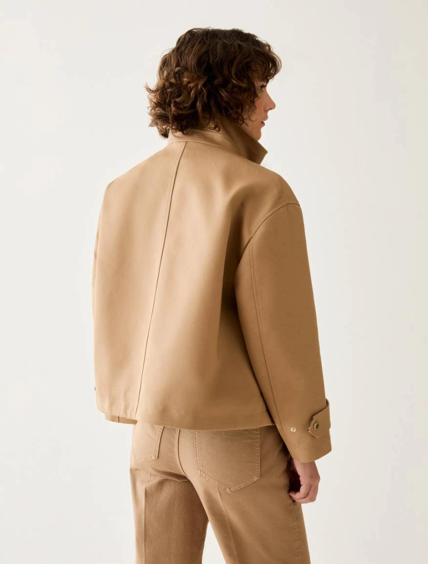 Penny Black Bonde camel water-repellent cotton jacket with relaxed fit – back model view
