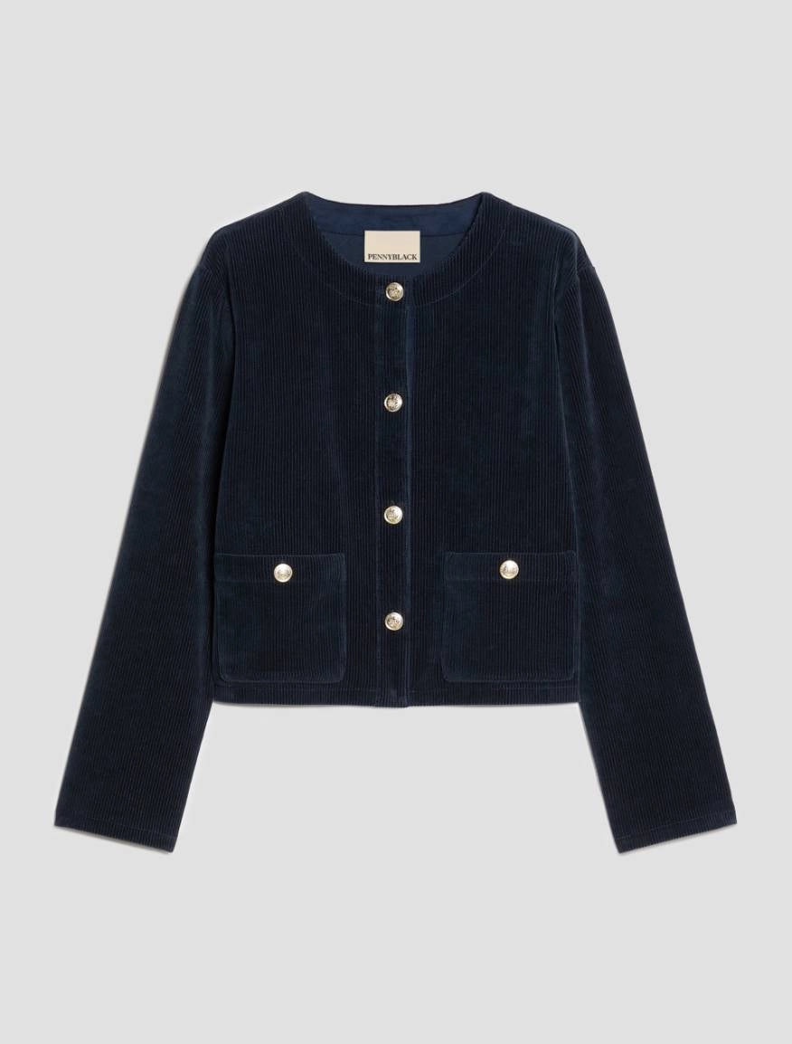 Pennyblack Jrazza women’s navy jersey jacket