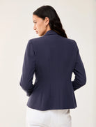 Penny Black navy tailored women’s blazer back view