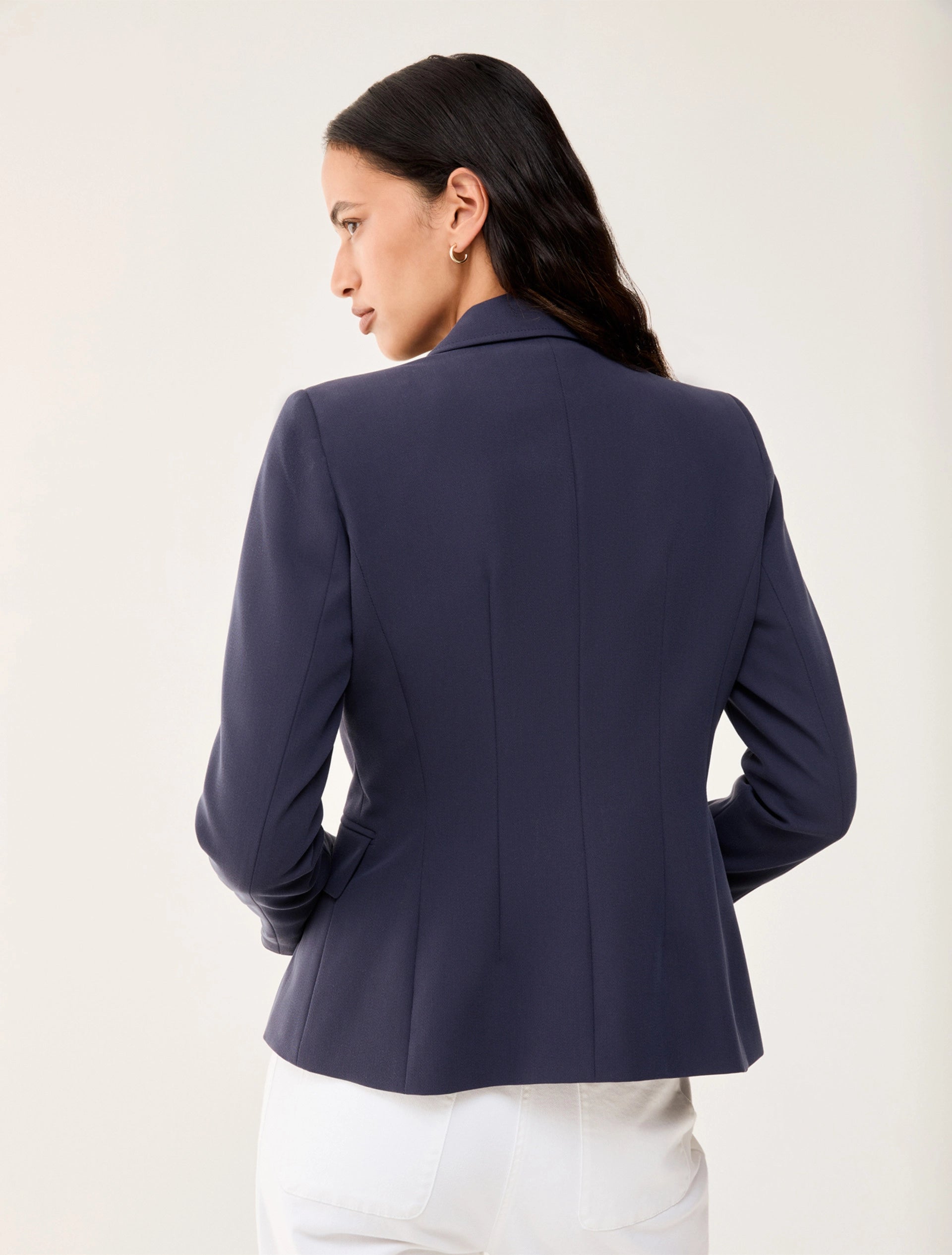 Penny Black navy tailored women’s blazer back view
