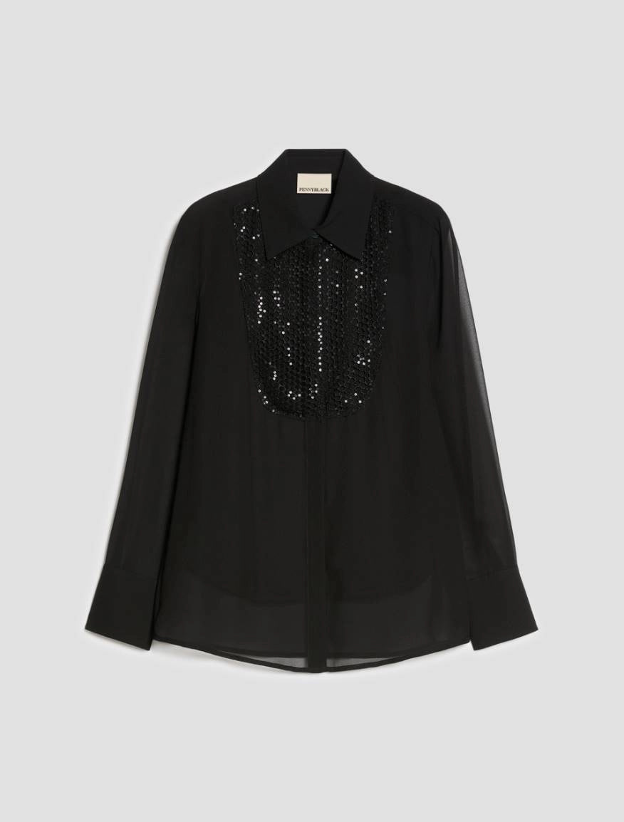 Pennyblack PBPAQUILA black sequin shirt – product-only front view