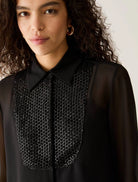 Pennyblack PBPAQUILA black shirt – sequin plastron and collar detail
