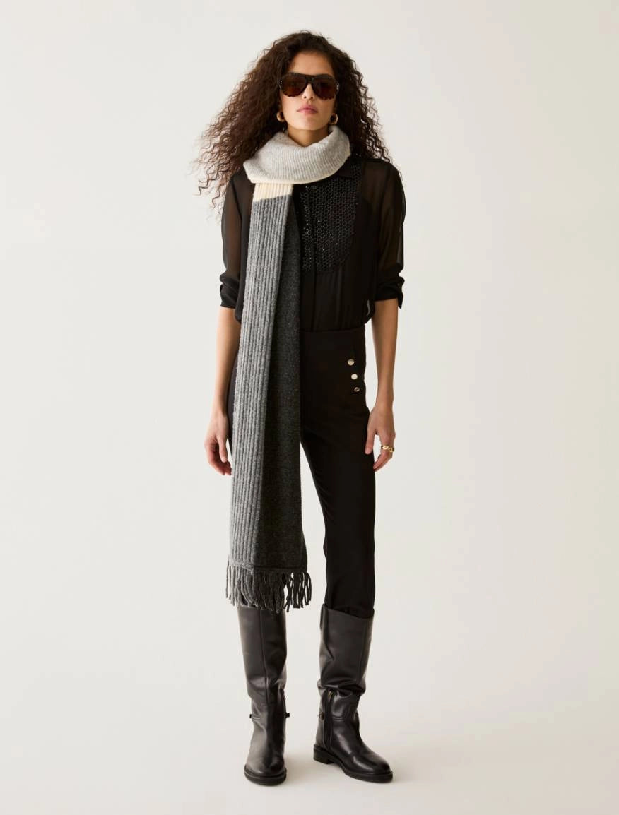 Pennyblack PBPAQUILA black georgette shirt – full-length styled model view