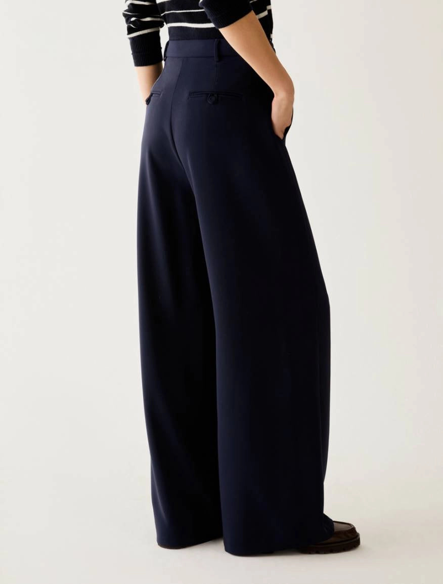 Back view of Pennyblack PBPovatta navy wide leg trousers