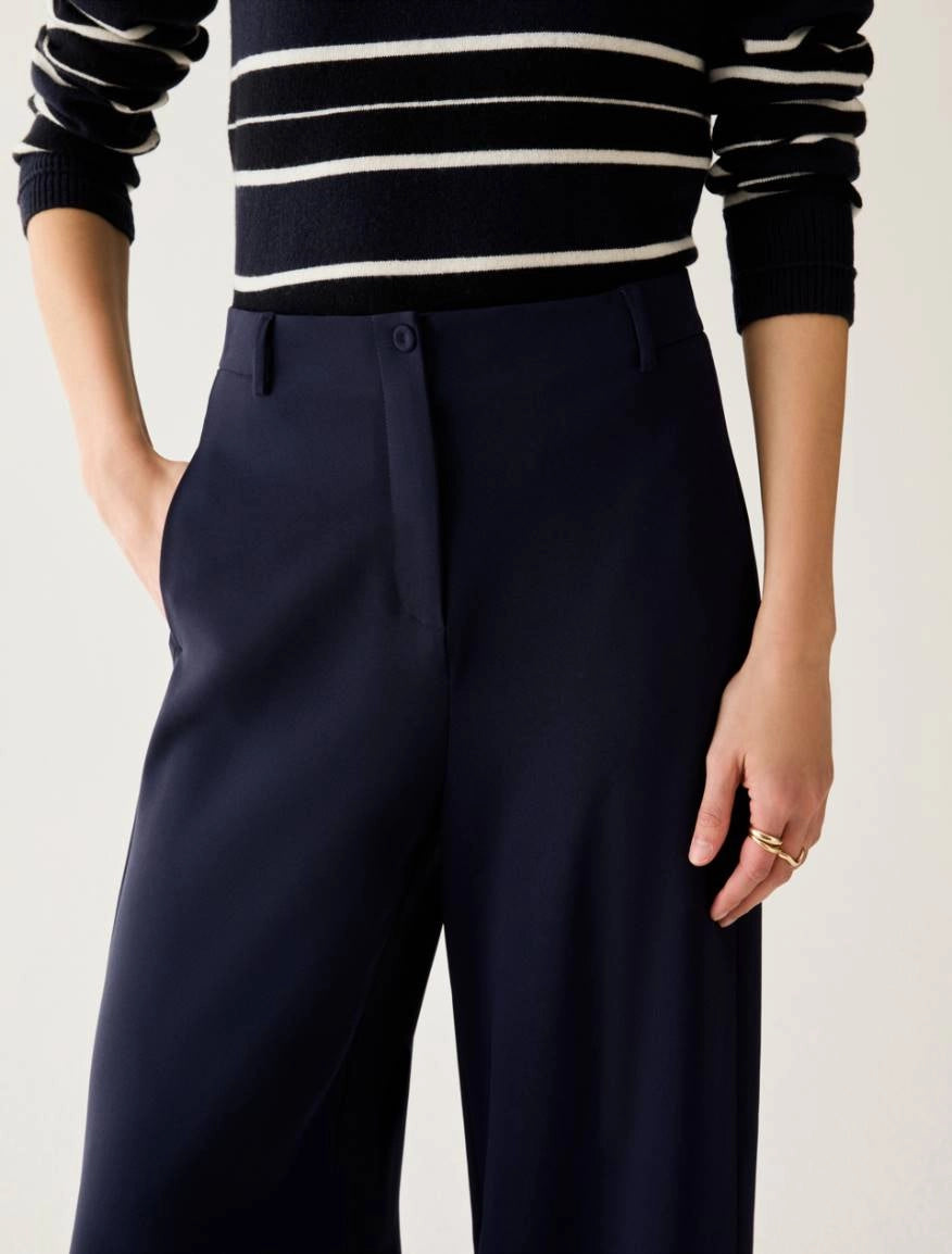 Front view of Pennyblack PBPovatta navy tailored trousers