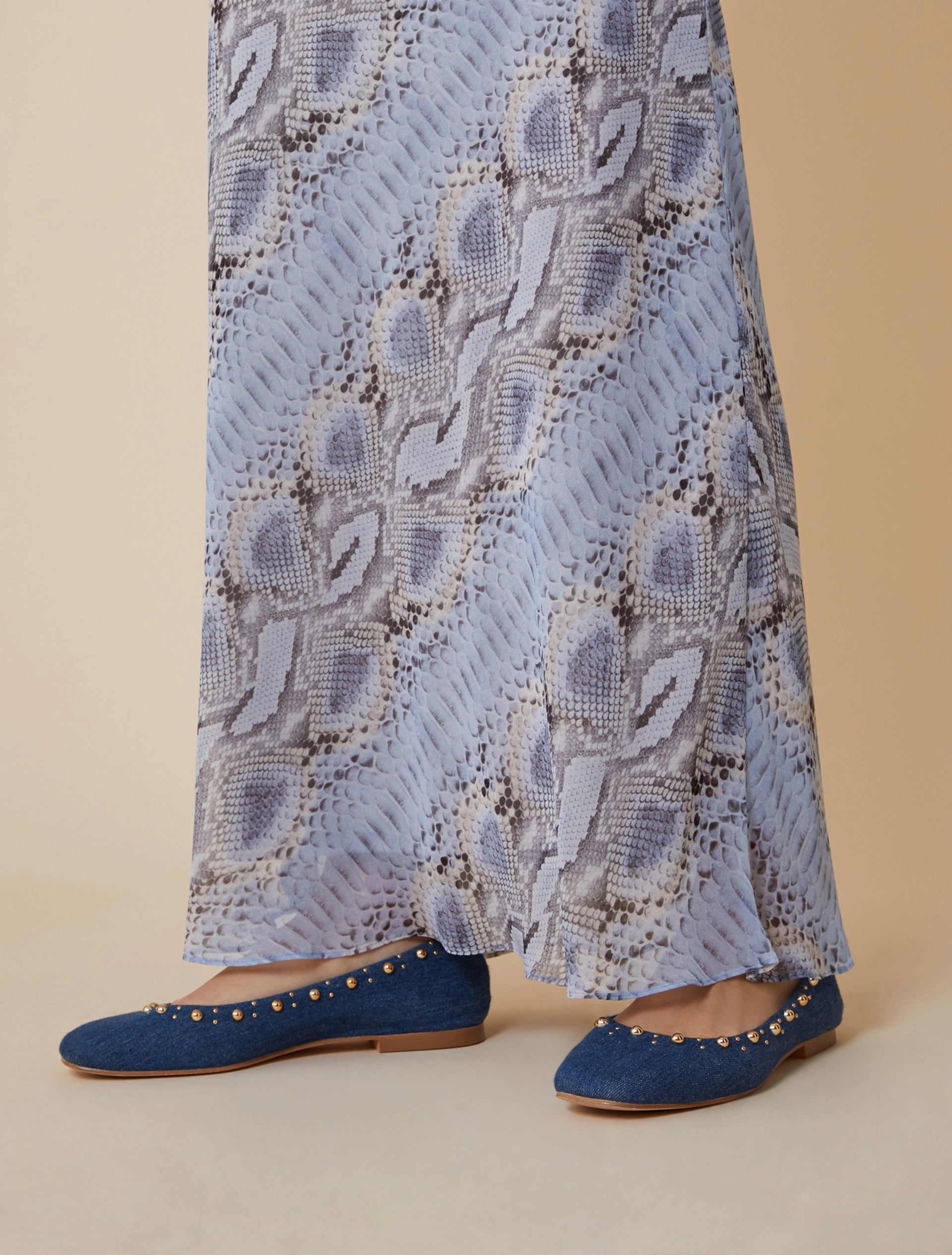 Penny Black Reus Blue Animal-print Georgette Maxi Skirt