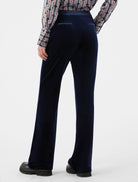 Penny Black Torba Navy Velvet Fit & Flare Trousers From The Back 