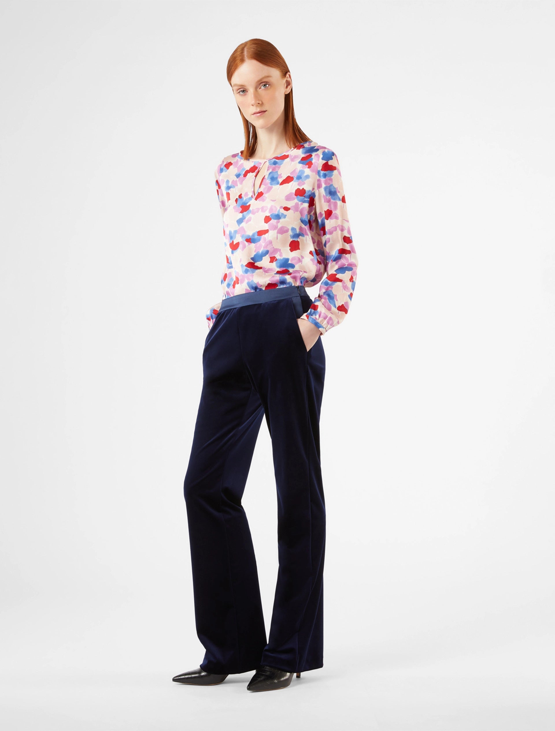 Penny Black Torba Navy Velvet Fit & Flare Suit Trousers