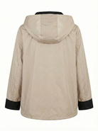 Peruzzi hooded jacket with stitch detail beige back view showing relaxed fit and hood