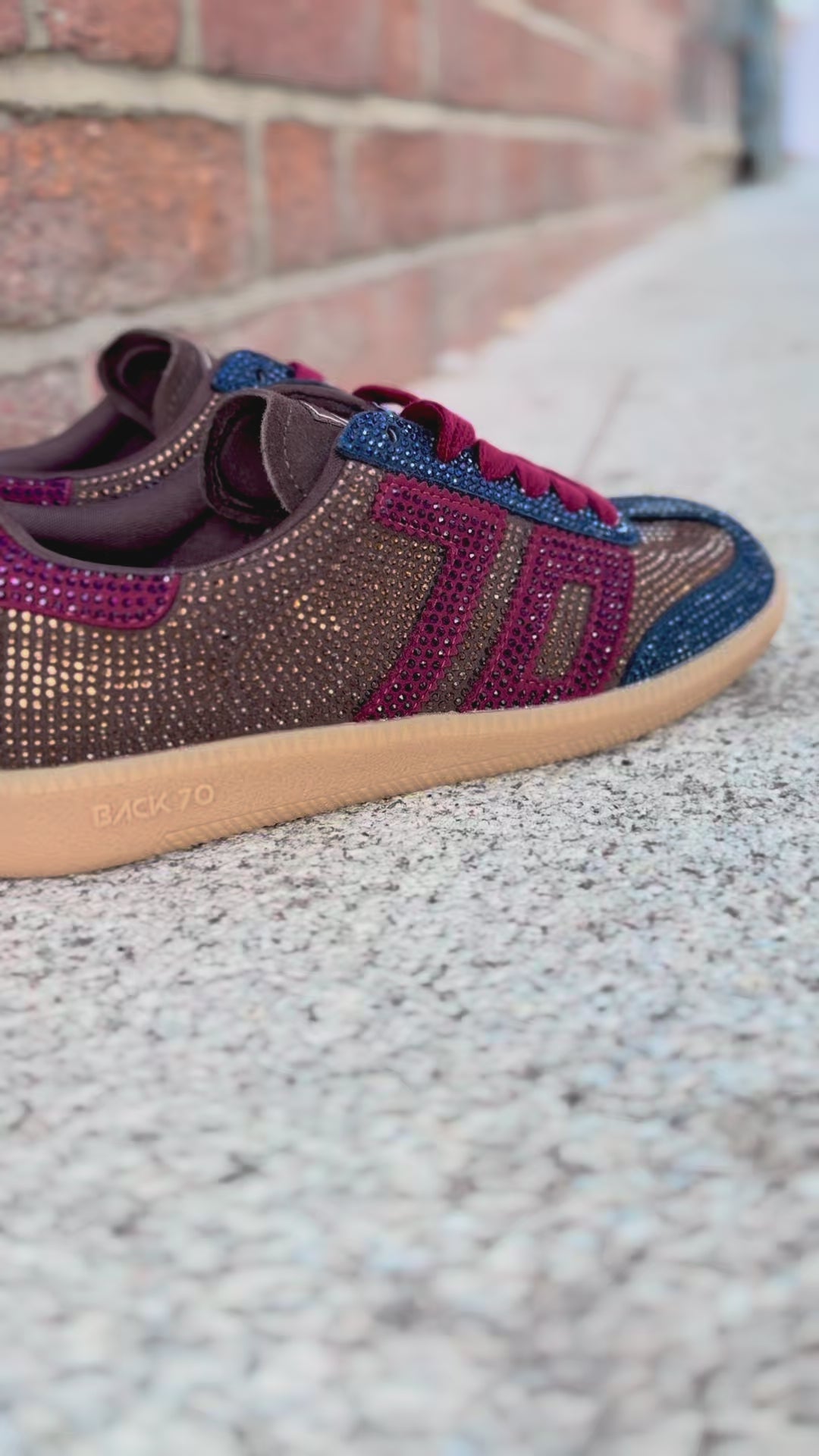 Back 70 Cloud Strass navy wine sparkly embellished trainers video