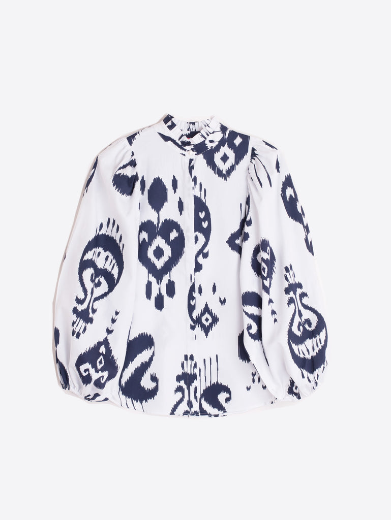 Vilagallo Tatiana Navy/White Ikat Print Shirt