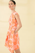 Sisters Anna Orange Embroidered Flower Mini Dress With Pockets