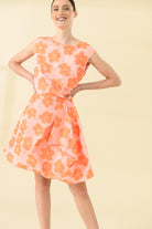 Sisters Anna Orange Sleeveless Embroidered Flower Mini Dress