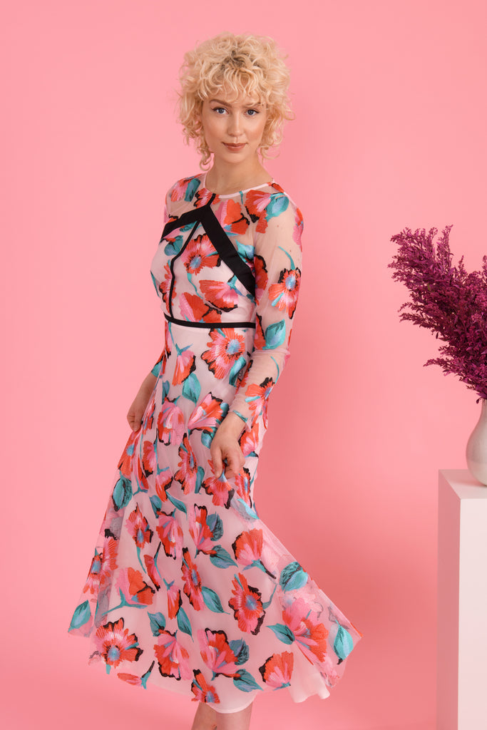 Sisters Aurora Pink/Blue Floral Occasion Dress