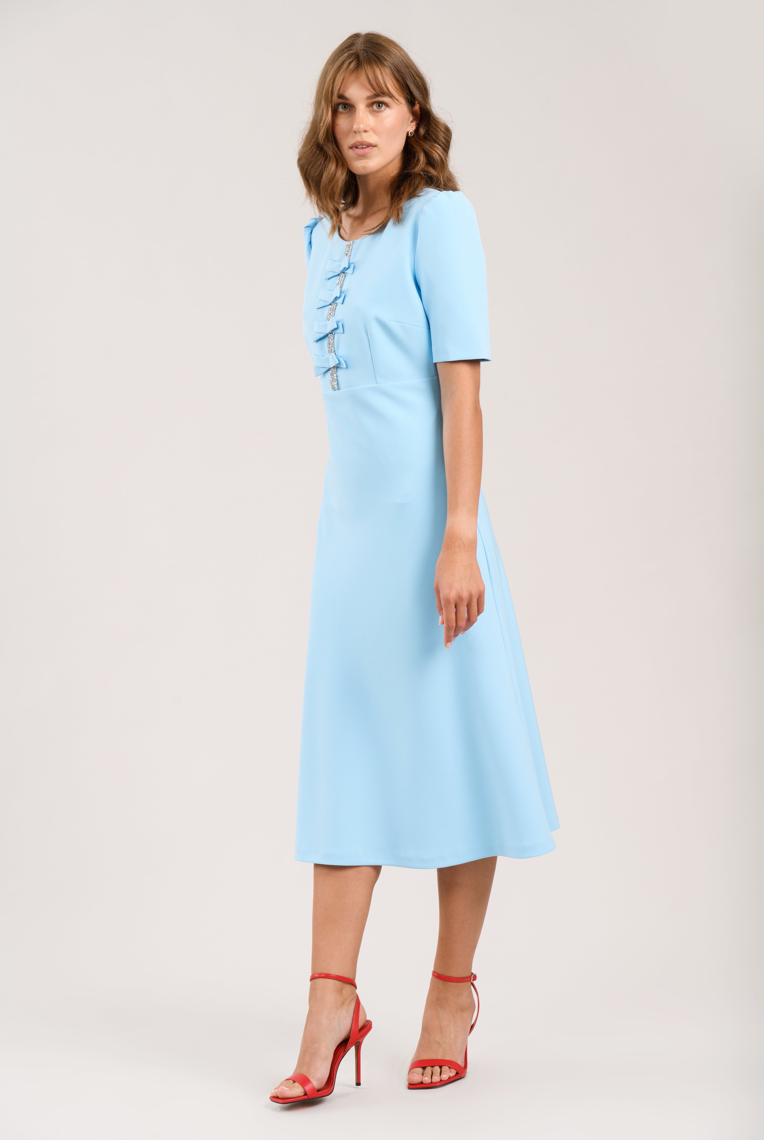 Party Ideas Midi Dress Ladies Tea Dress Self-Portrait Pointelle Knit Midi Dress Blue Garmentory Party Ideas Midi Dress Ladies Tea Dress Self-Portrait Pointelle Knit Midi Dress Blue Garmentory