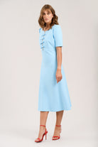 Sisters Jubilee Blue Bow Front Midi Dress full length front view