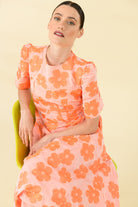 Sisters Milana Orange Embroidered Floral Occasion Dress