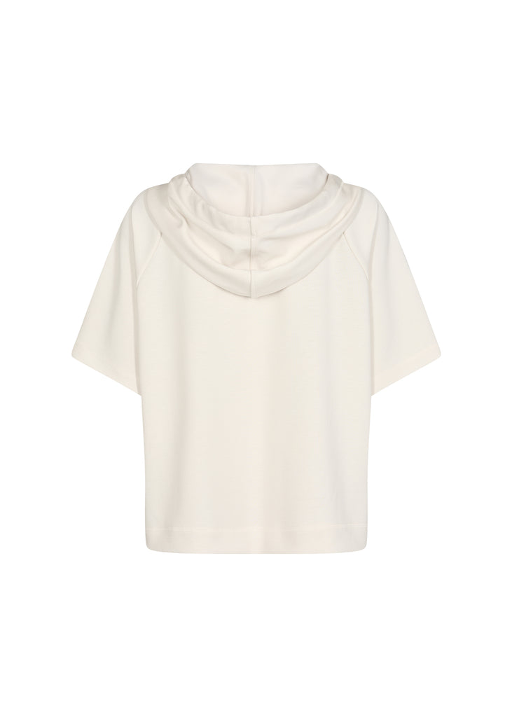 Soyaconcept Banu Cream Short Sleeve Hoodie Top From Back