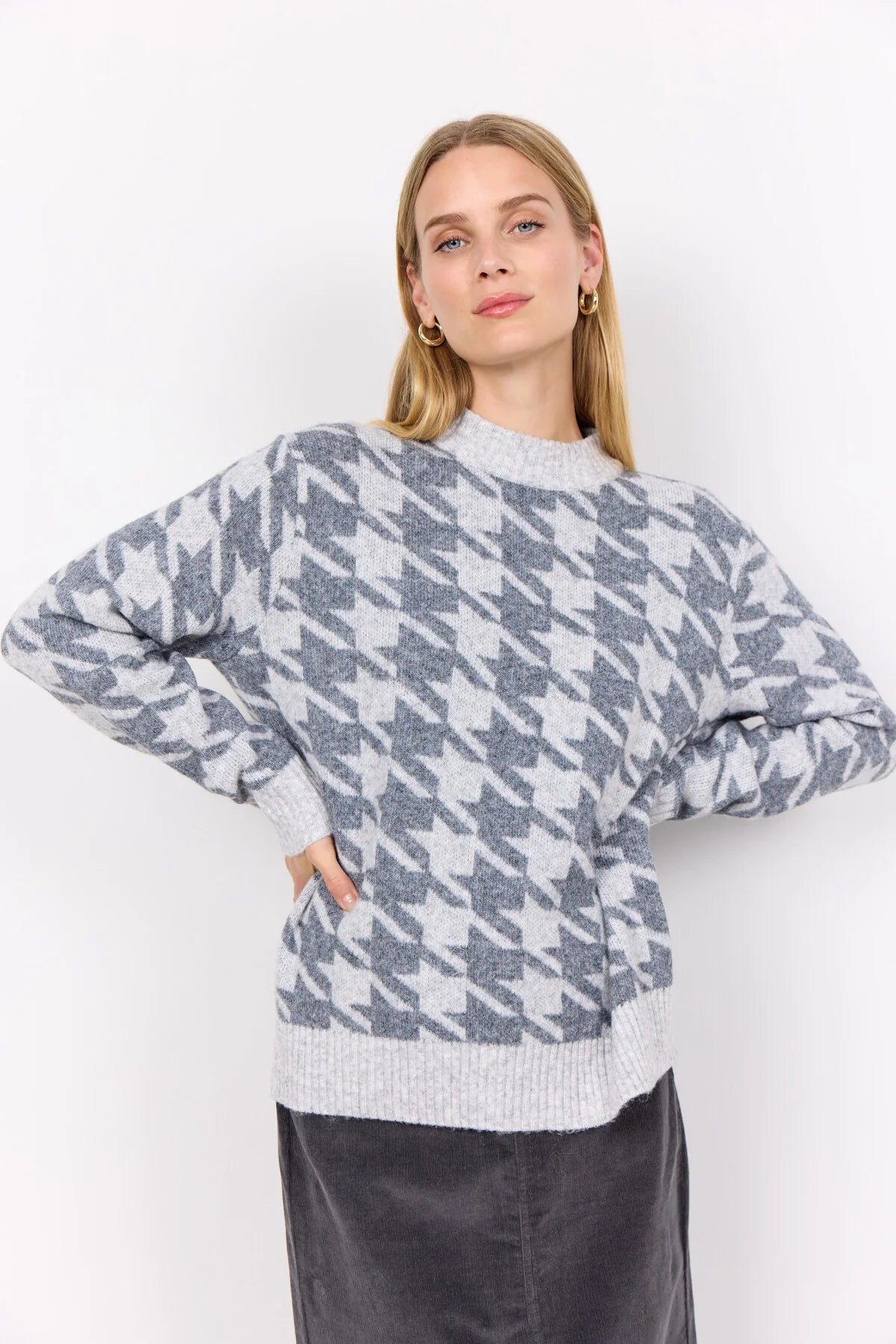 Soyaconcept Ine Grey Houndstooth Jumper