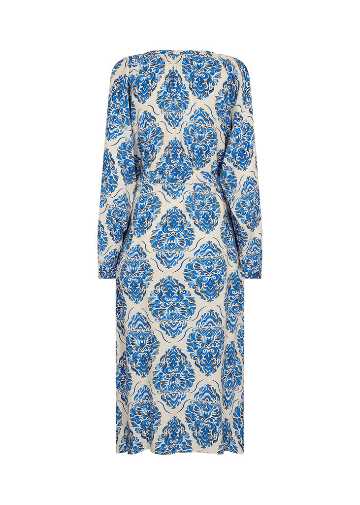 Soyaconcept Melene Blue Damask Print Midi Dress - Back