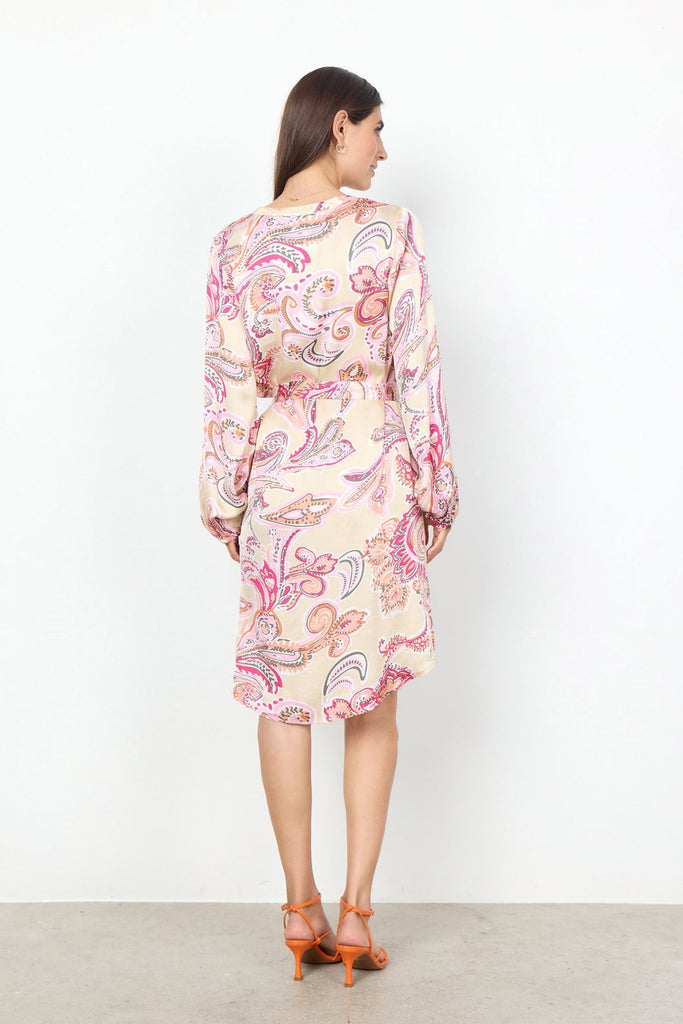 Soyaconcept Dorina Pink Paisley Print Belted Dress From The Back 
