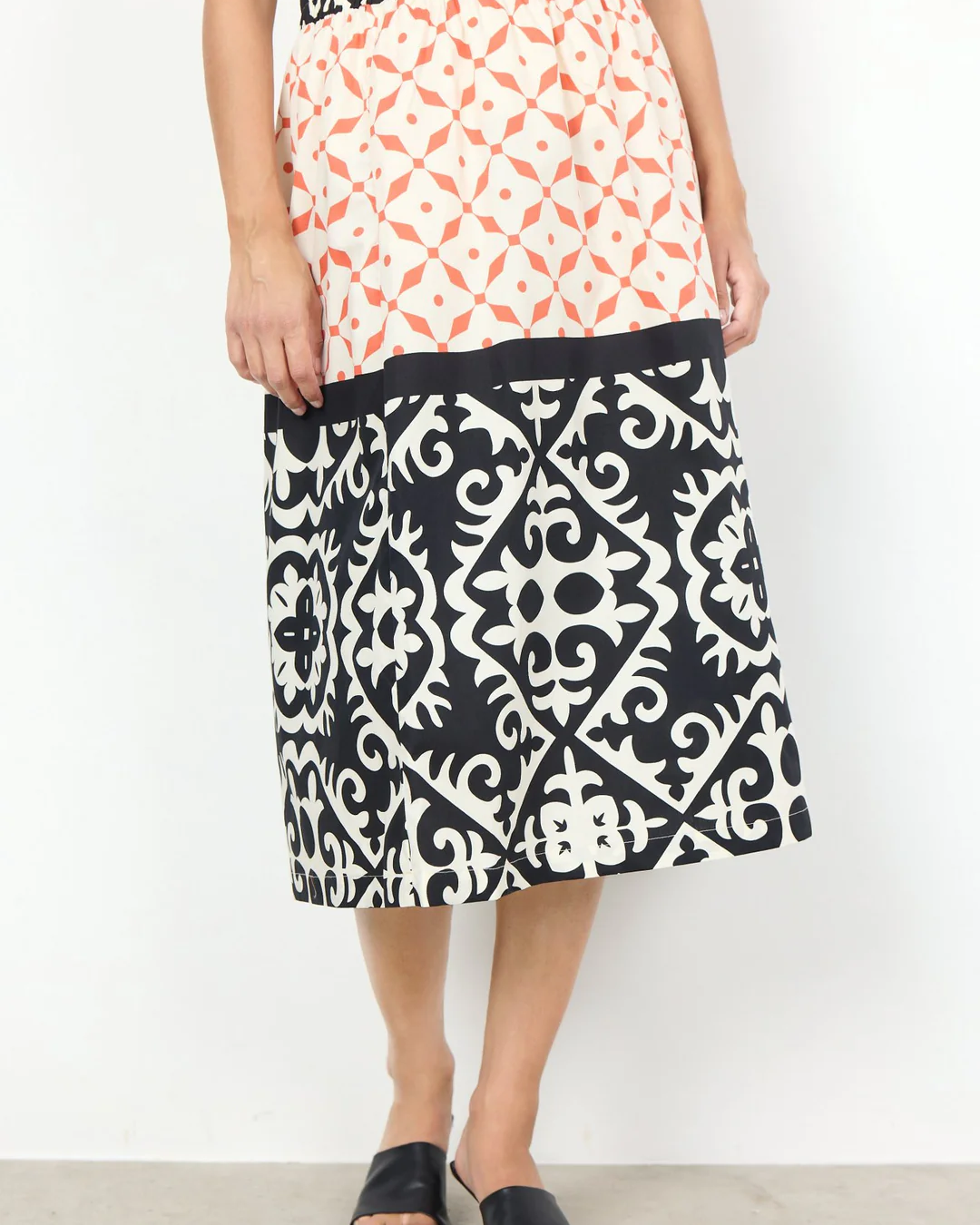 Soyaconcept Dinna Coral Tile Print Long Midi Skirt