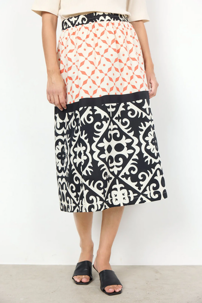 Soyaconcept Dinna Coral Tile Print Long Midi Skirt