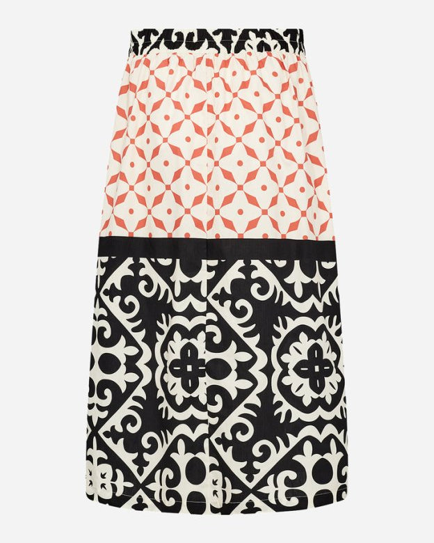 Soyaconcept Dinna Coral Tile Print Midi Skirt With Elastic Waist