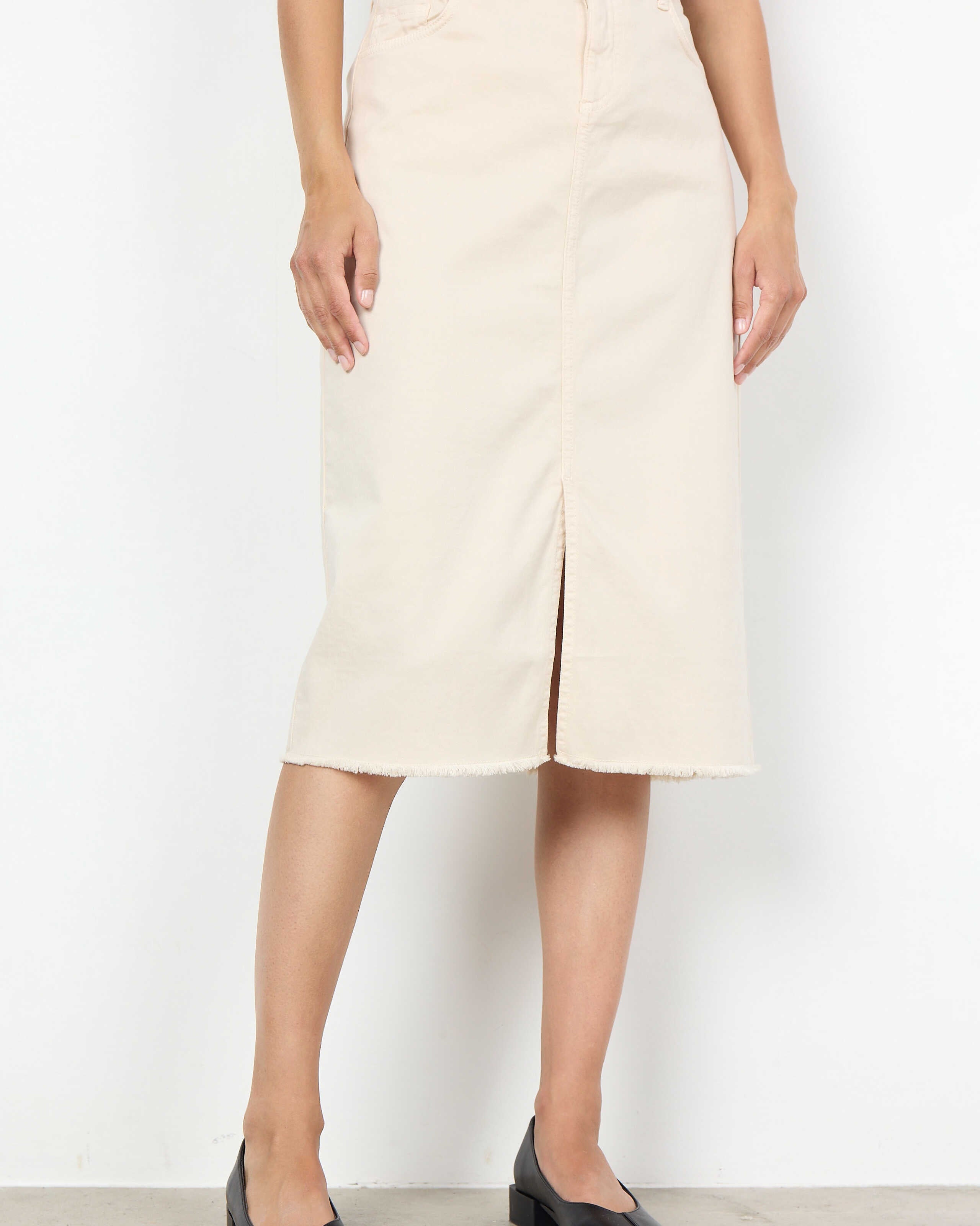 Soyaconcept Erna Denim Midi Skirt In Cream