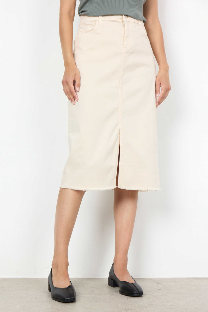 Soyaconcept Erna Denim Midi Skirt In Cream