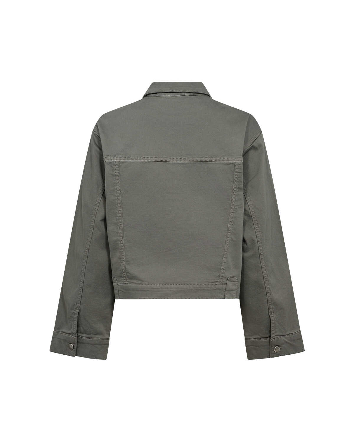 Soyaconcept Erna Khaki Denim Jacket With Patch Pocket Detail From back
