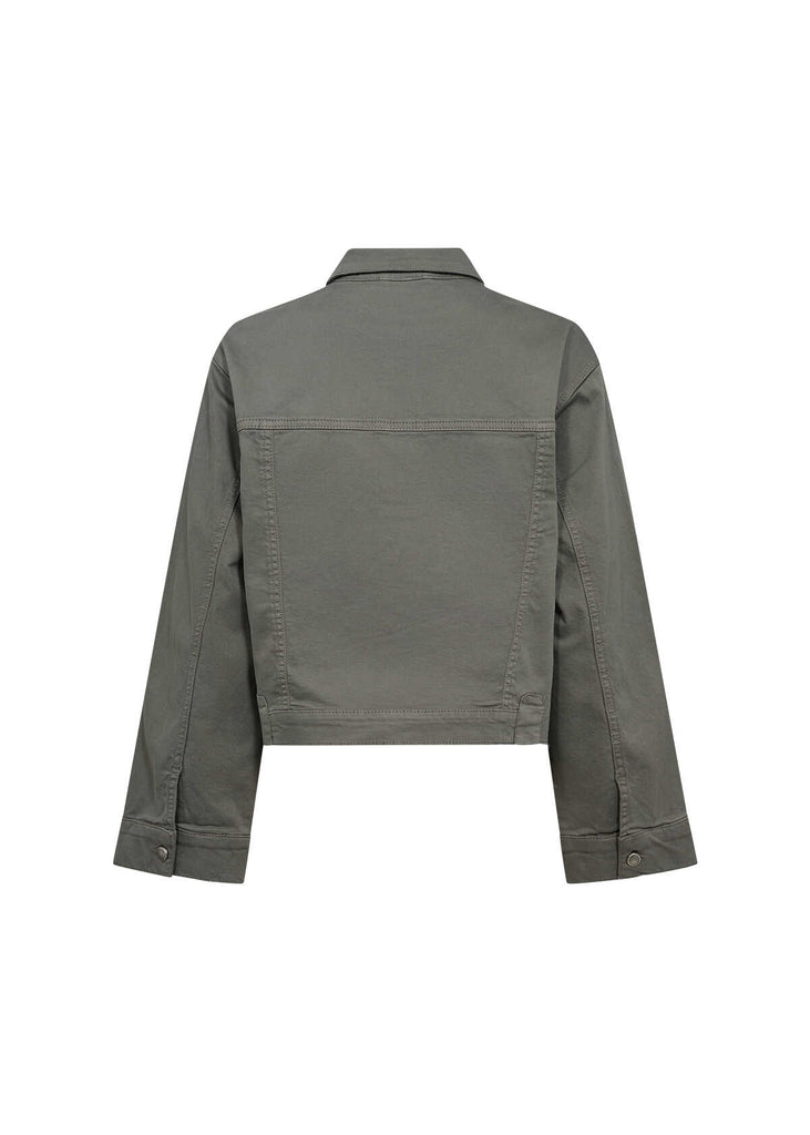 Soyaconcept Erna Khaki Denim Jacket With Patch Pocket Detail From back