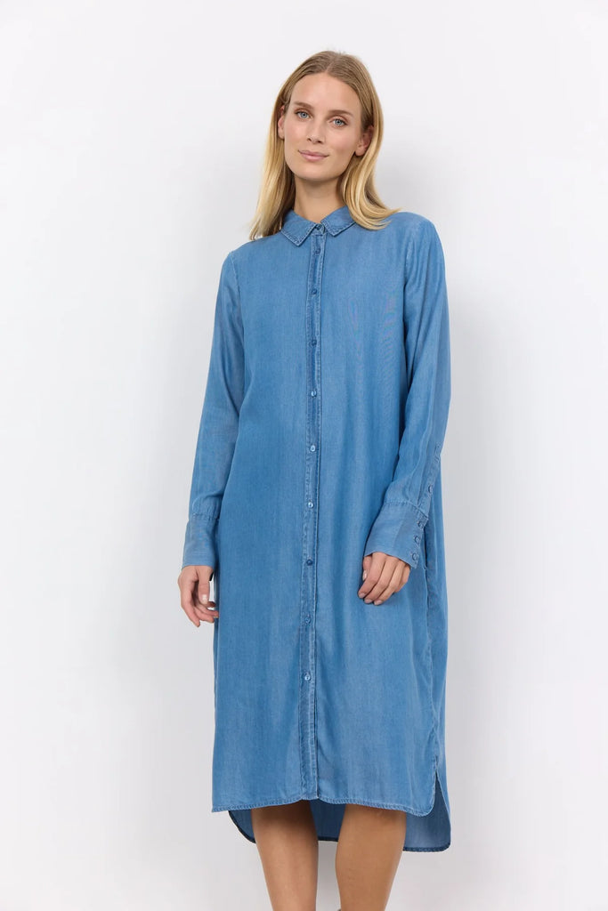 Soyaconcept Liv Lyocell Denim Blue Casual Shirt Dress