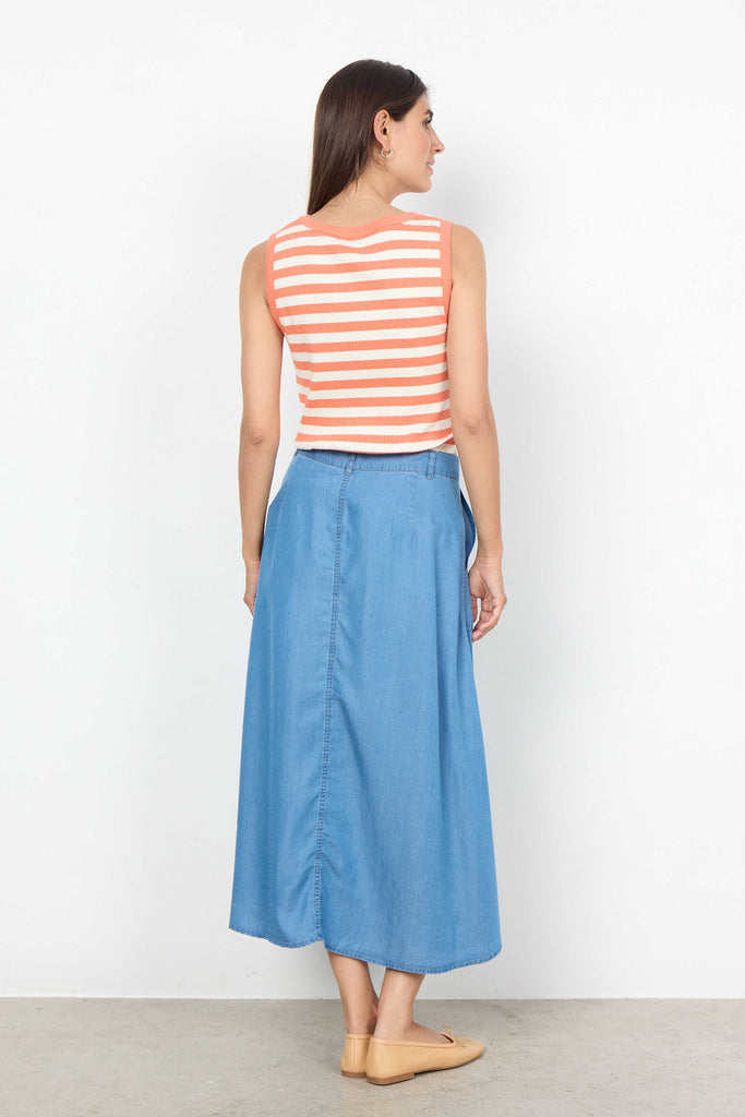 Soyaconcept Denim A-line Midi Skirt From The Back