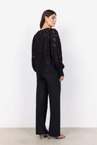 Soyaconcept Ibi Black Jacquard Balloon Sleeve Blouse From The Back 