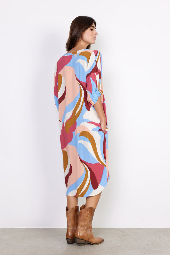 Soyaconcept Mindy Pink Abstract Print Dress From Back