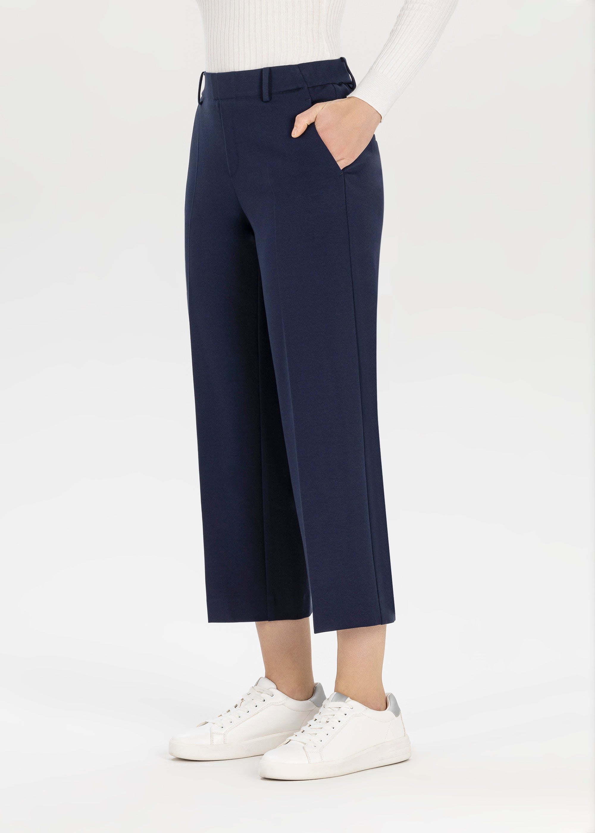 Stehmann Fenja Cropped Smart Trousers With Pockets In Navy