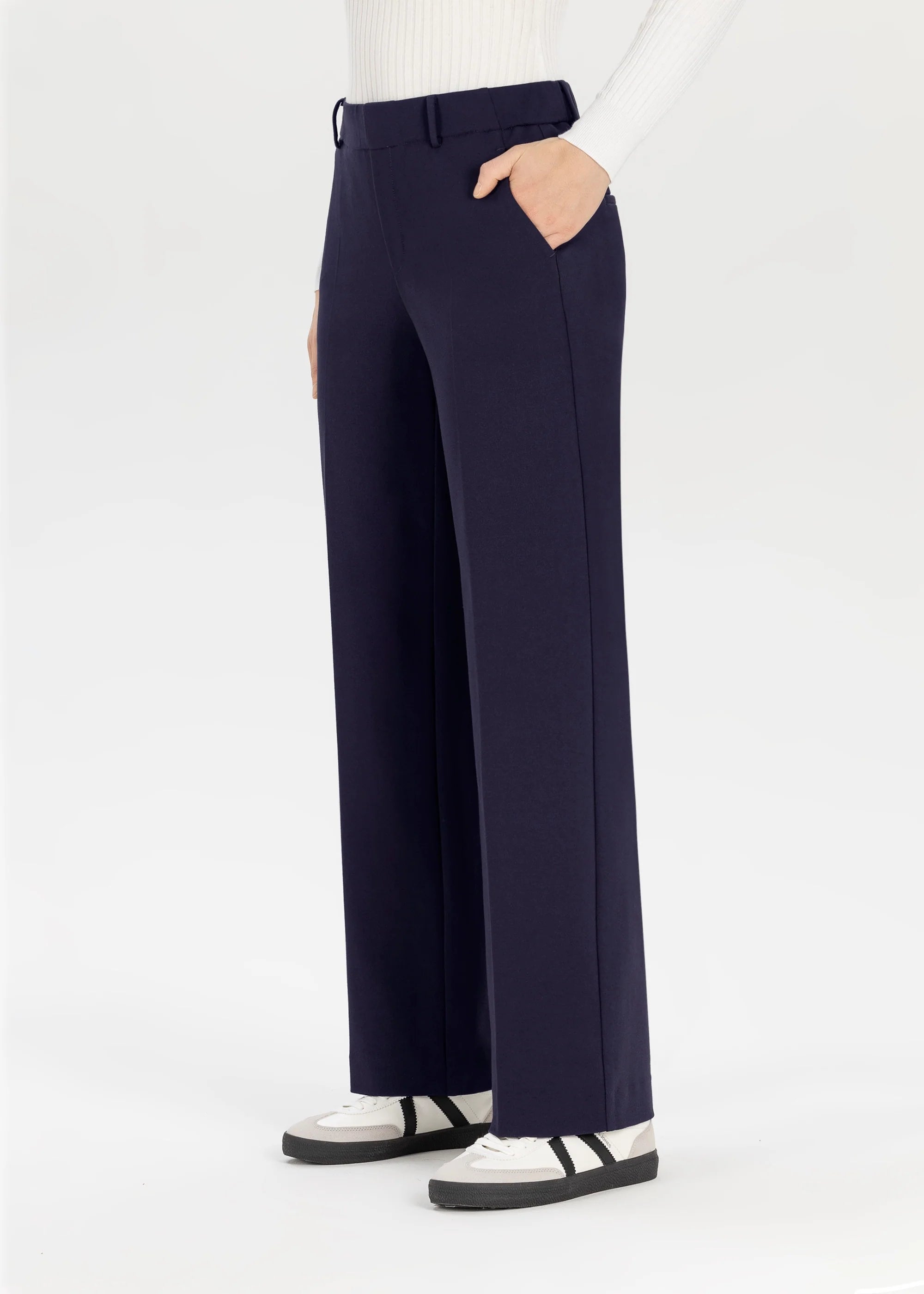 Stehmann Fenja navy straight leg women’s trousers full length