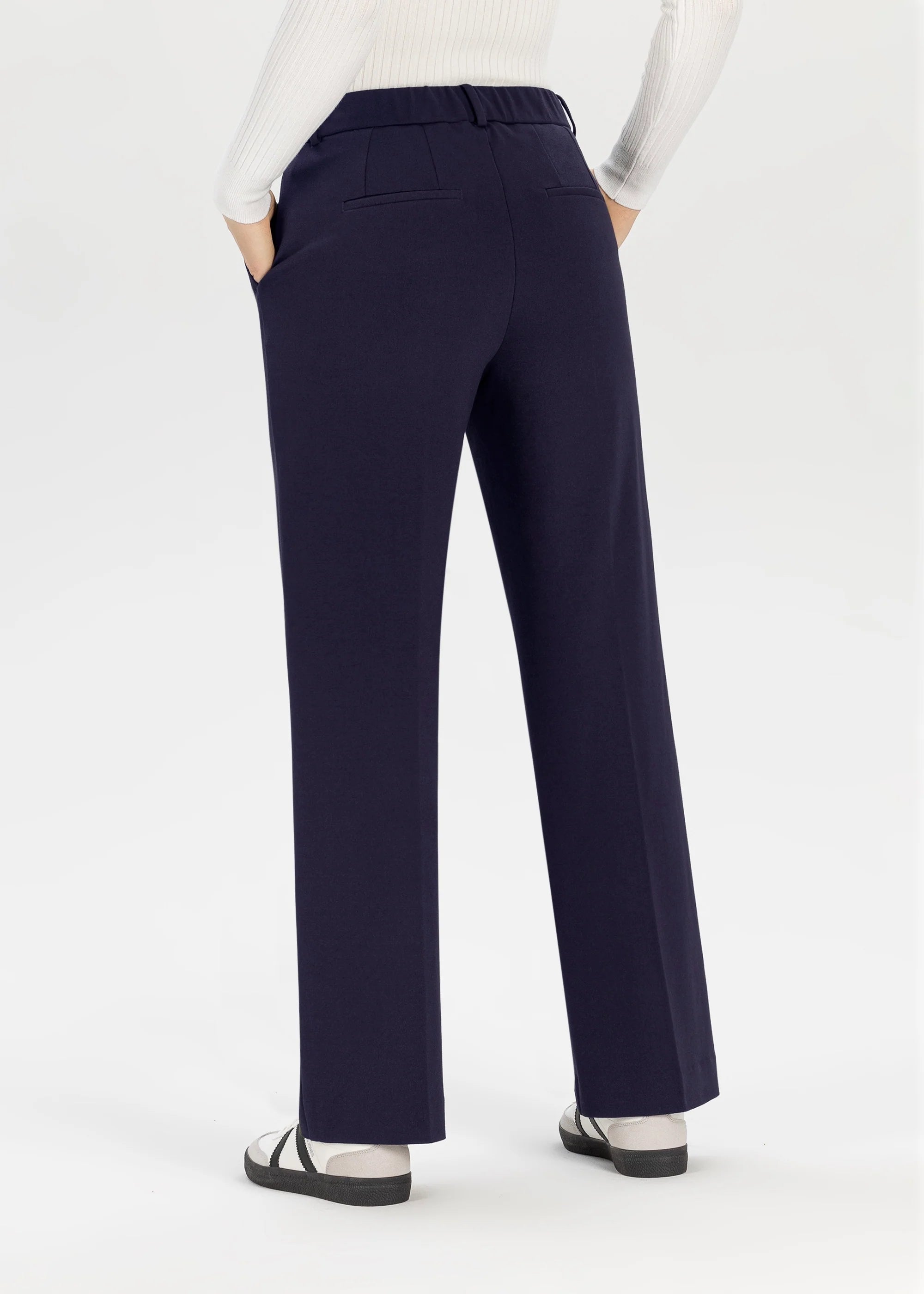 Stehmann Fenja navy pull-on smart trousers back view