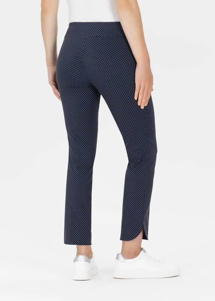 Stehmann Ina Navy Dot Print 7/8 Stretch Trousers From The Back