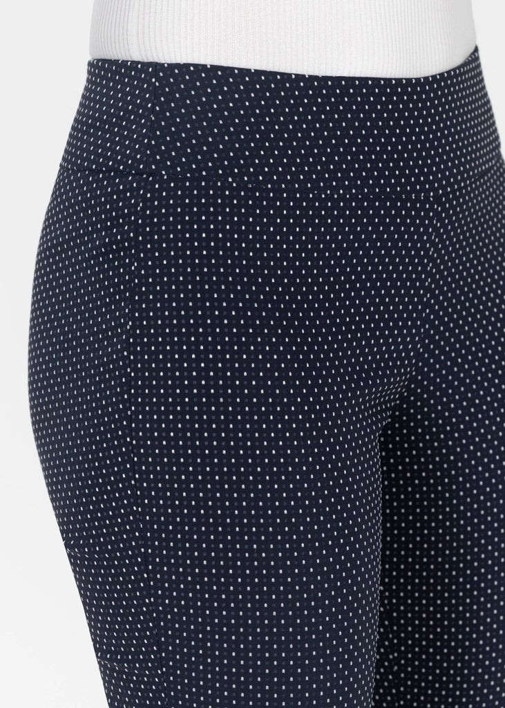Stehmann Ina Navy Dot Print 7/8 Trousers With Wide Waistband