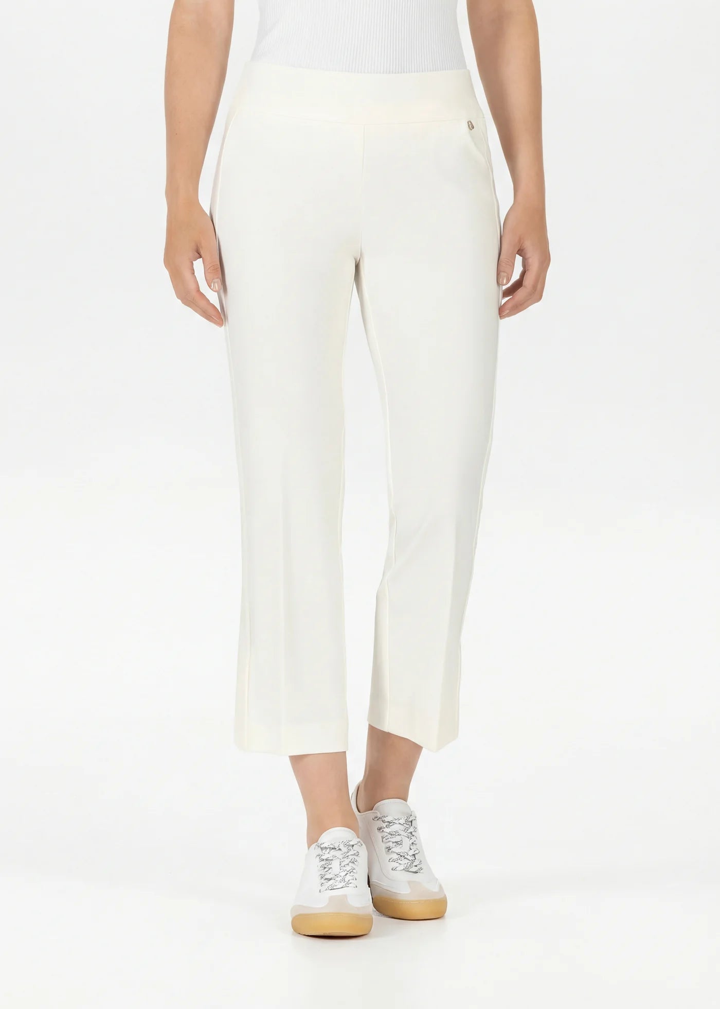 Stehmann Ina23 cream cropped pull on trousers women front view