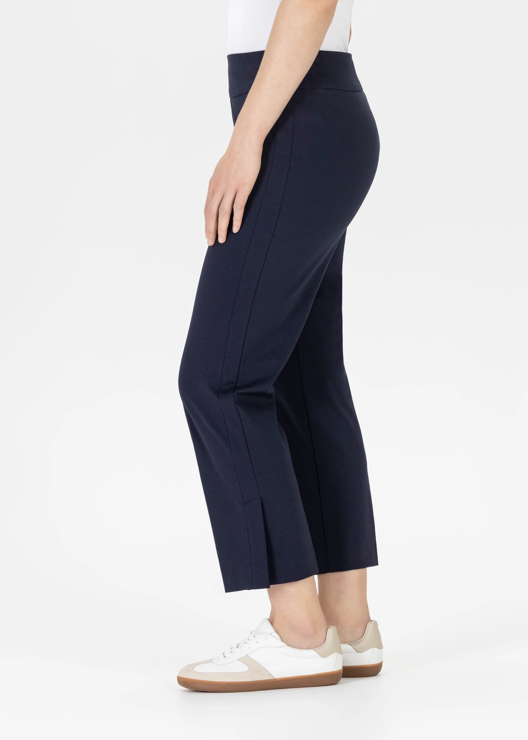 Stehmann Ina23 navy ankle length trousers women side view