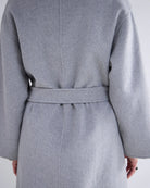 Summum Belted Wool Coat In Grey From Back