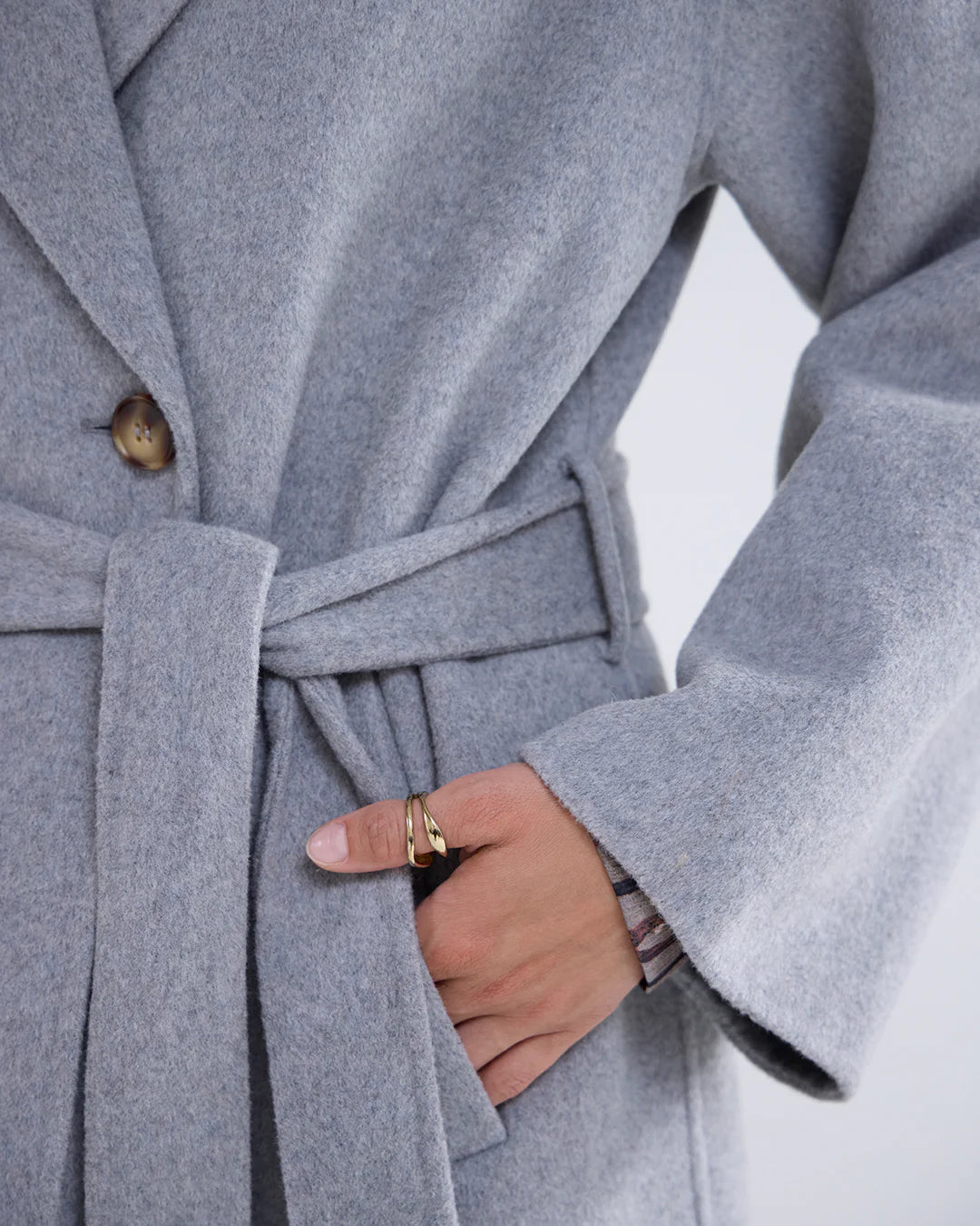 Summum Grey Wool Coat With Pockets