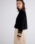 Summum Chic Velours Embroidered Jacket - Black 